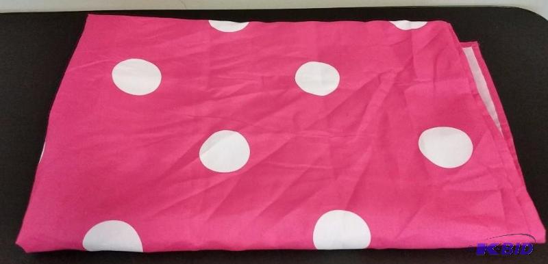 lot 38 image: JCP Home.  Hot Pink and White Dot.  Fabric Shower Curtain.  Out of Package.