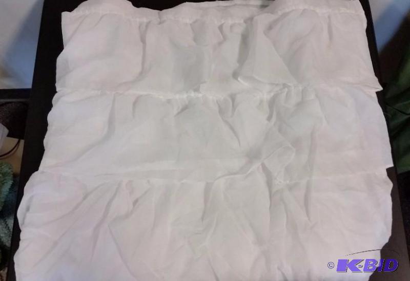 lot 41 image: JCP Home.Pure White Full Lace Fabric Shower Curtain.  Out of Package.