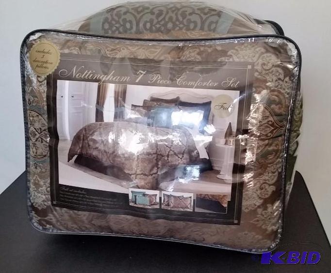 7 Piece King Comforter Set Torques and Brown