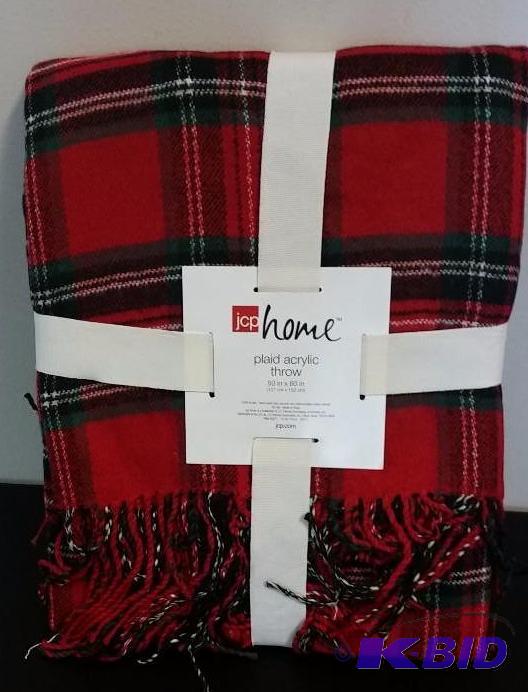 JCP Home Red Plaid Acrylic Picnic Blanket50 x 60 With Tags