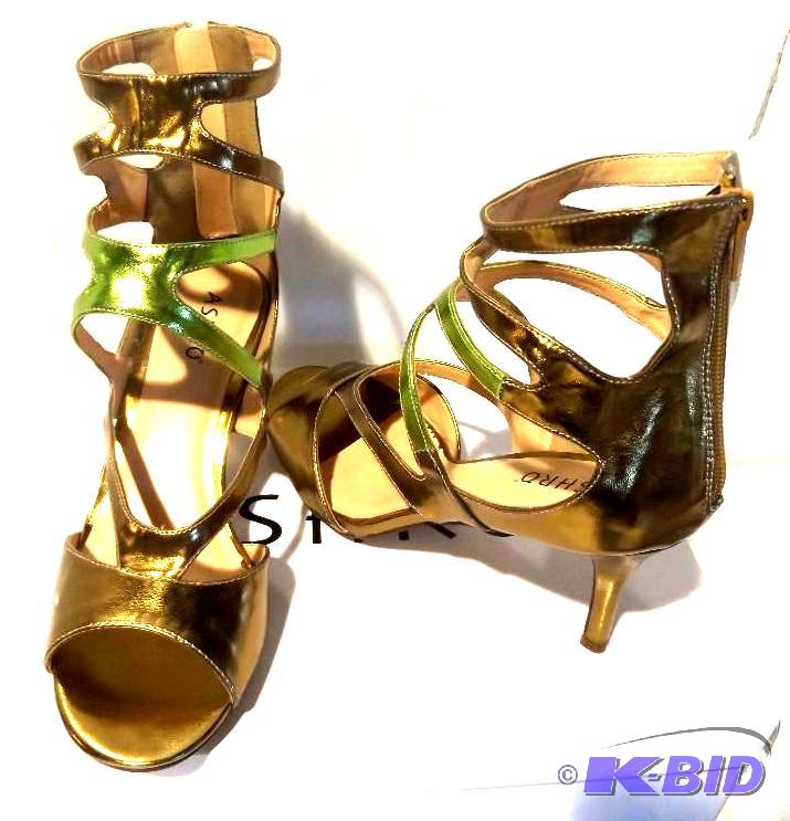 Ashro metallic green and bronze heels