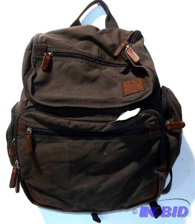 Brown and tan backpack