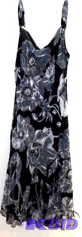 MIdnight Velvet black gray and white flower dress