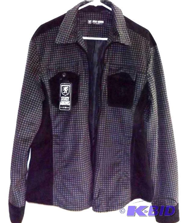 Stacy Adams mens jacket checkered gray and black