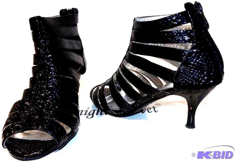 Midnight Velvet black strappy heels