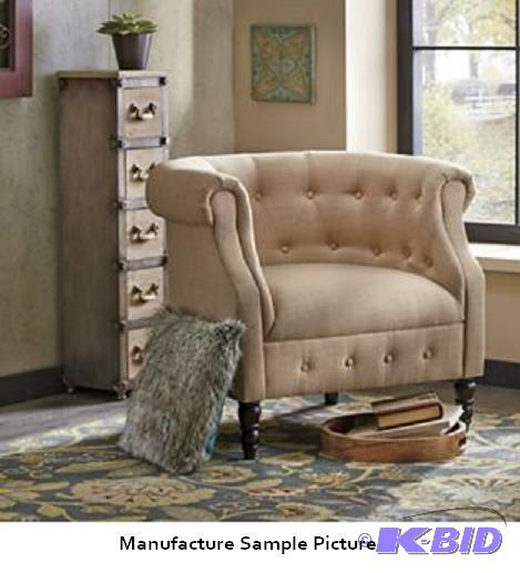 Button Tufted Chair - A curved profile and bu...
