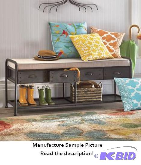 Metal Four Drawer Storage Bench with Cushion ...