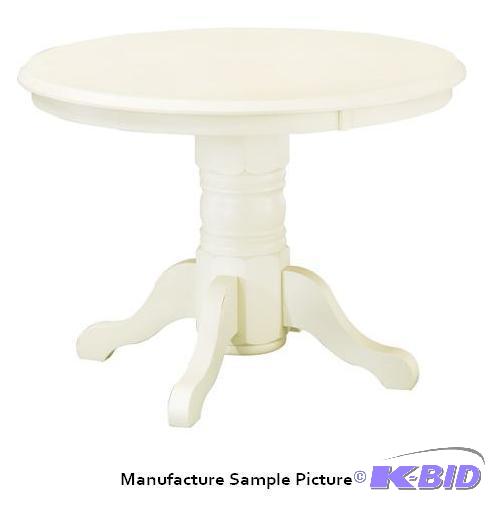 White Farmhouse Round Pedestal Table - Table ...
