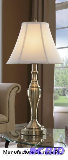 Pair of Satin and Gold Table Lamps - One is a...