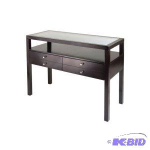 Winsome Copenhagen Console Table with Glass Top and 2 Drawers