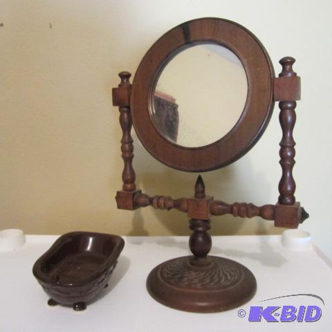 Vintage Shaving Mirror, Soap Dish