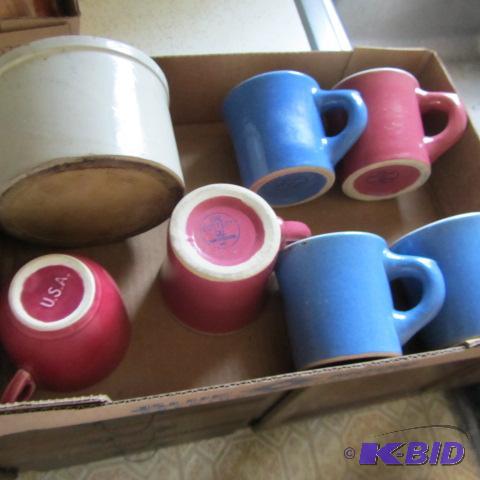 Uhl Coffee Cups, Butter Crock