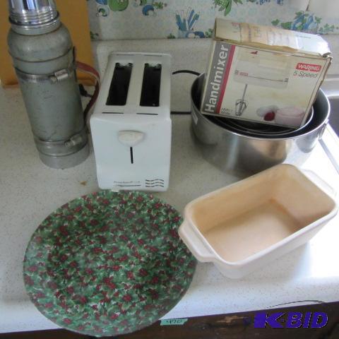 Stainless Bowls, Mixer, Toaster