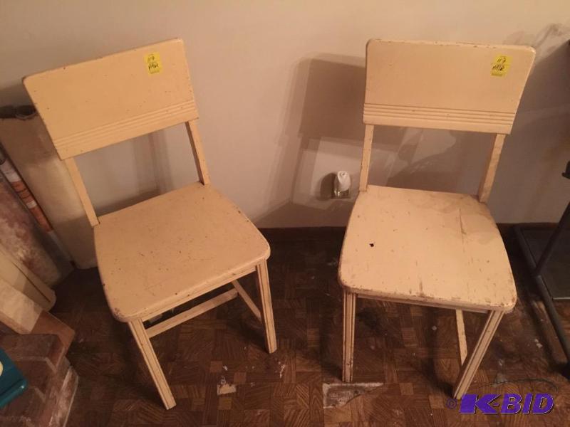 lot 117 image: Pair of Vintage Wooden Chairs.