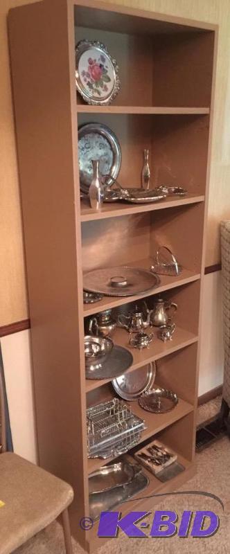 lot 127 image: Six shelf bookcase, wood construction approx....