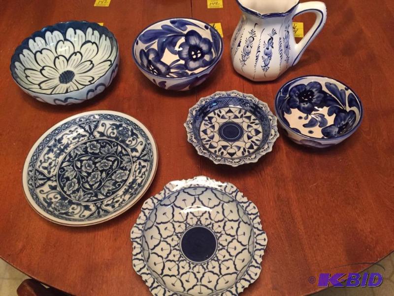 lot 144 image: Blue and White Ceramic Plates and Bowls