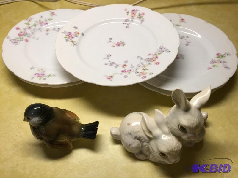 lot 145 image: Goebel Bird and Rabbit Figurines and Bassett Limoges Plates