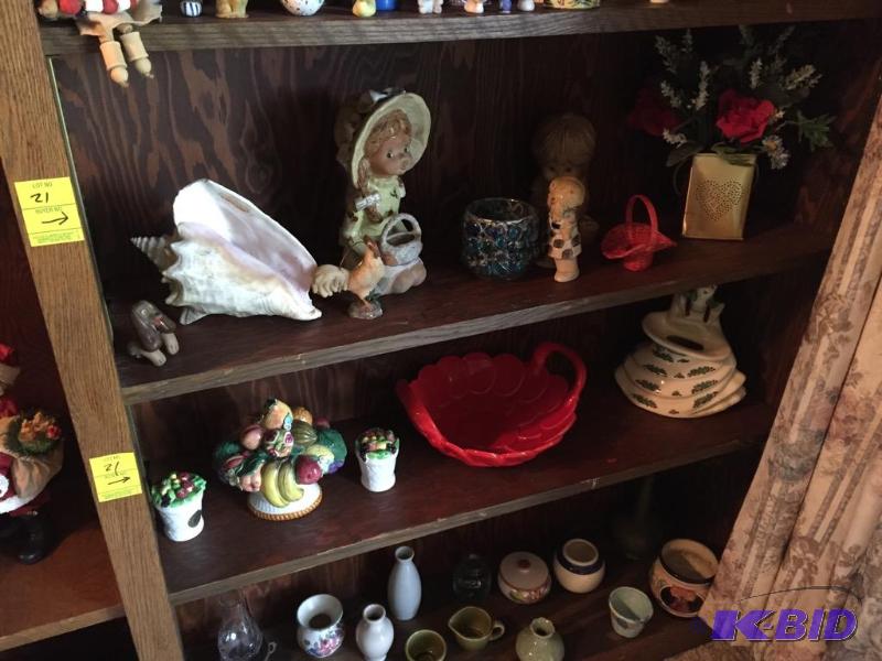 lot 21 image: Three Shelves of Decorative Collectibles