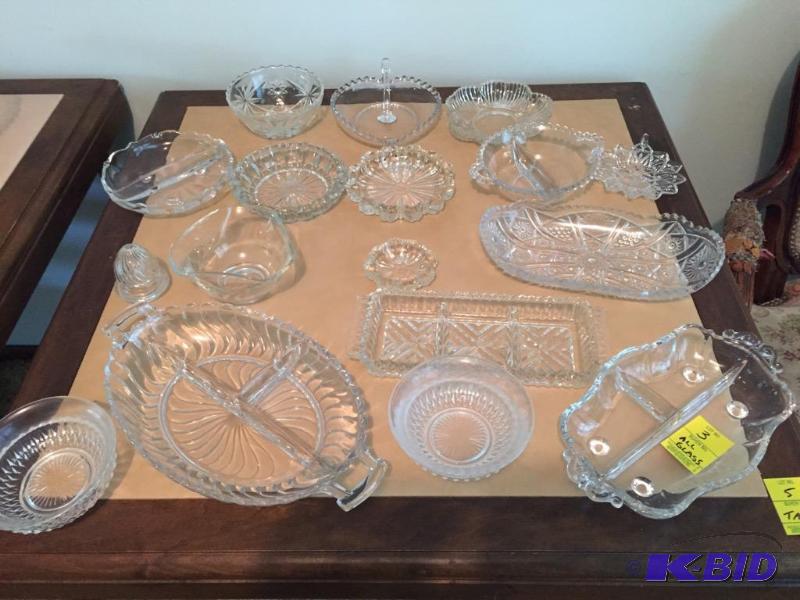 lot 3 image: Lot of Glass Relish and Other Serving Pieces