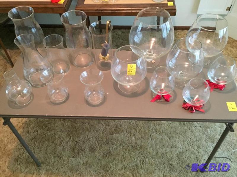 lot 7 image: Assorted Glass Hurricanes and Snifters