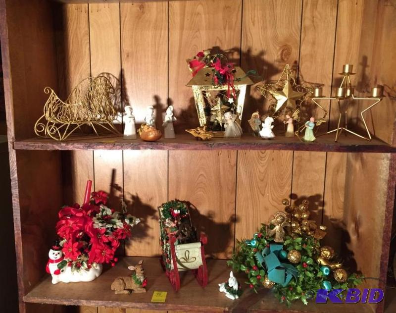 lot 79 image: Two Shelves of Christmas Decor