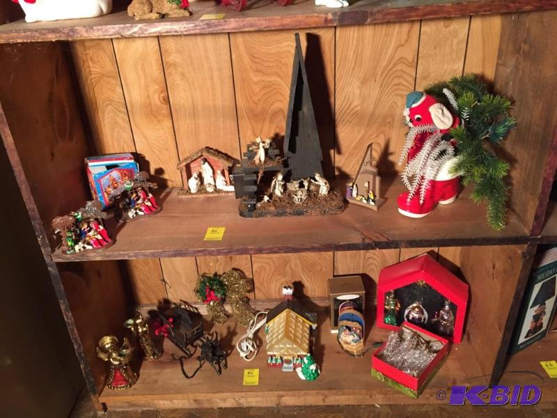 lot 80 image: Two Shelves with some Vintage Christmas