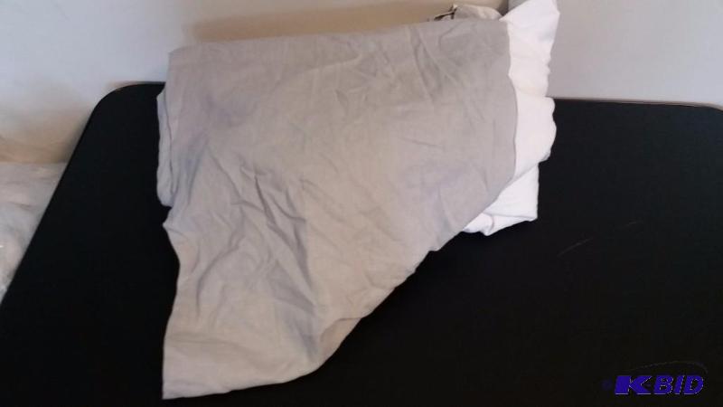 lot 32 image: Linden King Pleated Dust Skirt.  Dove Gray.  Out of Package