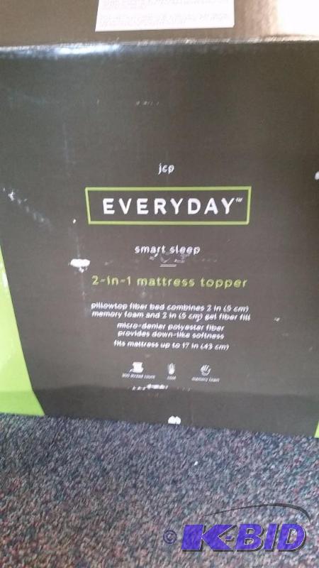 lot 50 image: JCP EVERYDAY Full Size Smart Sleep 2 in 1 2 Memory Foam Mattress Topper, and Mattress Pad.