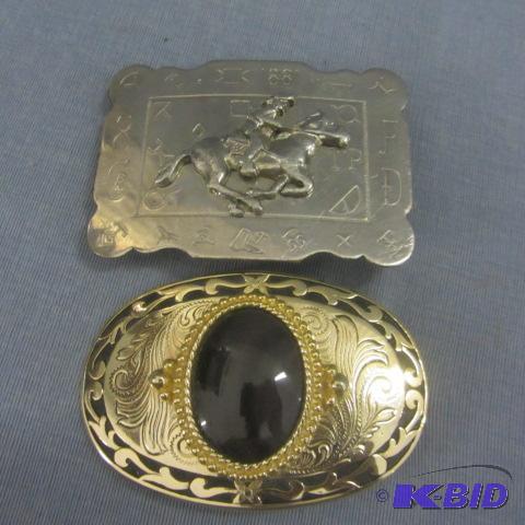 lot 161 image: Onyx & Pony Express Belt Buckles