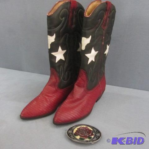 lot 164 image: Belt Buckle & Cowboy Boots