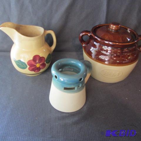lot 106 image: B&M Bean Crock, Watts Pitcher