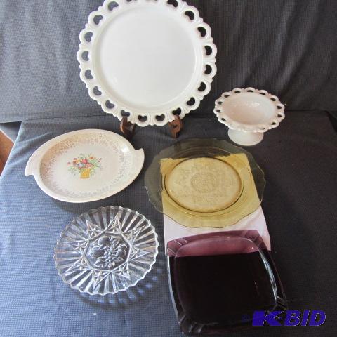 lot 112 image: Milk Glass, Amber, Amethyst