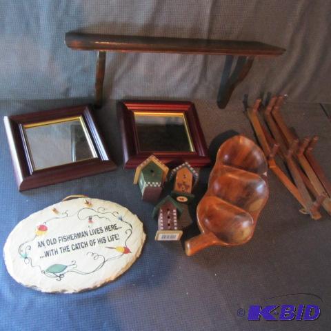 lot 137 image: Shelf, Mirrors, Birdhouses