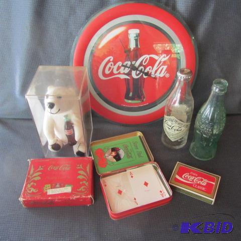 lot 43 image: Coca Cola Clock, Bottles, Cards
