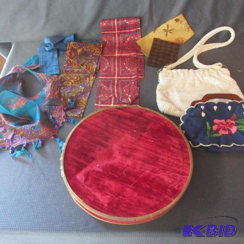 lot 71 image: Antique Candy Box, Scarves