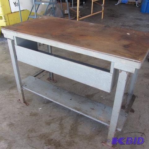 lot 3 image: Metal Workbench, Wood Top