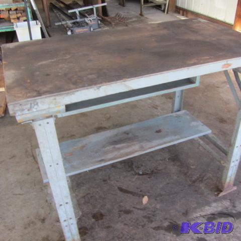 lot 4 image: Metal Workbench, Wood Top