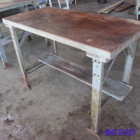 lot 5 image: Metal Workbench, Wood Top