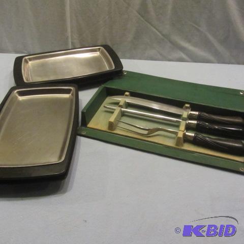lot 81 image: Carving Set, Steak Plates