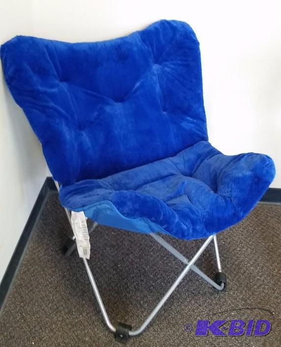 lot 1 image: your zone Lux Shag butterfly chair.  Royal Blue.  Very Clean and Soft.  Perfect for any room.