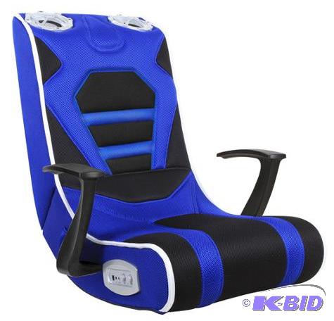 lot 4 image: Gaming Chair, BlueBlack.  Out of Box Assembled.