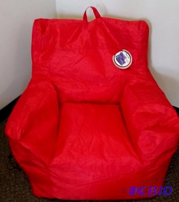 lot 5 image: Big Joe Dorm Chair Bean Bag Chair.  Bright Red.  Still has tags.