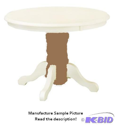 White Farmhouse Round Pedestal Table - Pedest...