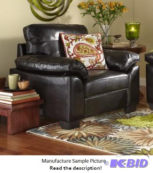 Faux Leather Chair - Black - Generously padde...