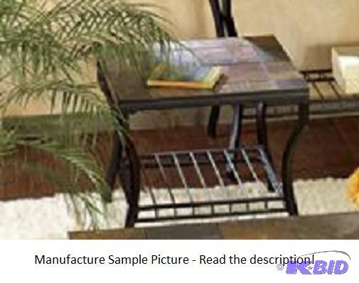 Slate End Table - Metal frame - Has an attrac...