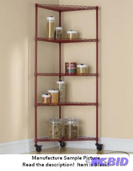 Five Shelf Metal Rolling Corner Rack - Item i...