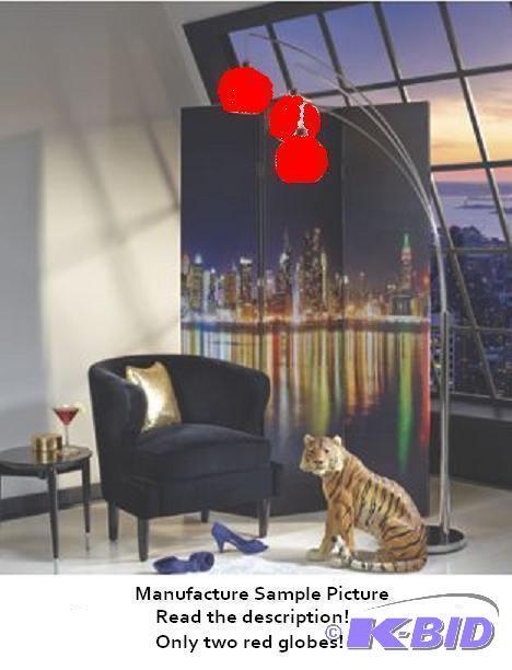 Three Headed Floor Lamp - Red Globes - Modern...