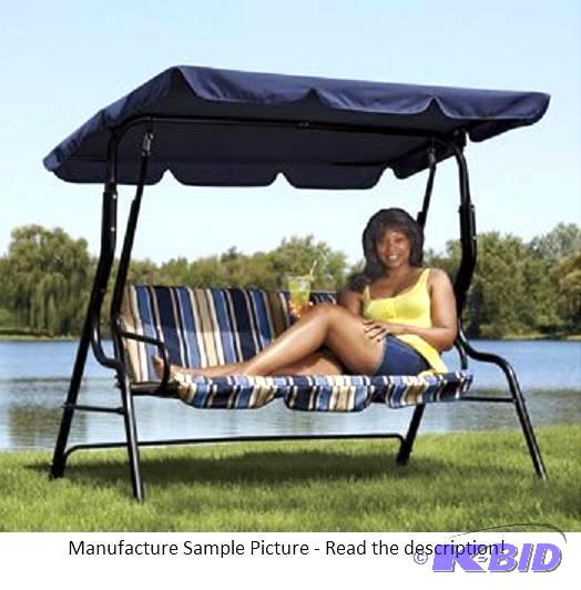 lot 32 image: Three Seater Outdoor Swing - Blue - Sure to b...