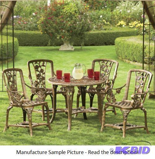 lot 39 image: Five Piece Black and Bronze Resin Bistro Set ...