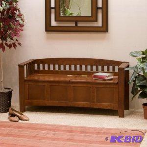 lot Y2 image: Linon Hunter Walnut Storage Bench